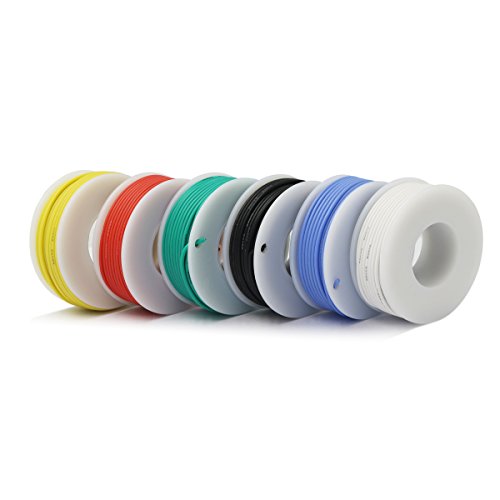 CBAZY™ Hook up Wire Kit (Stranded Wire Kit) 24 Gauge Flexible Silicone Rubber Electric Wire 6 Colors 19.6 feet Each 24 AWG - size: 24AWG
