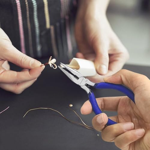 KAIHAOWIN 5" Small Needle Nose Pliers - 2 Pack, Precision Mini Pliers for Jewelry Making, Crafts & Electronics, with Wire Cutter & Spring Loaded Handle, Thin Long Nose Tweezers for Tiny Projects - size: 2 Pack