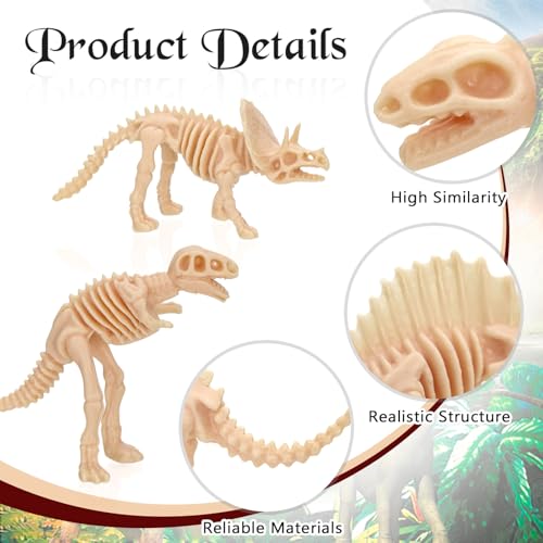 60 PCS Dinosaur Fossil Skeletons, Assorted Dinosaur Skeleton Toys Figures for Science Play Dino Sand Dig Party Favor Decorations - style: dino skeletonA
