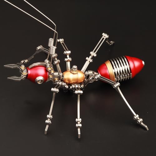 3D Metal Puzzles for Adults,3D Model Building Kit Mechanical Ant DIY 3D Puzzles Assembly Models for Family Time,Birthday Gifts, Red and Gold - color: Red and Gold