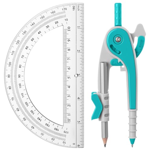 Eboot Student Geometry Math Set, Drawing Compass and 6 in, Turquoise - color: Turquoise
