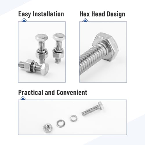 Mr. Pen- Nuts and Bolts Set, 1/4"-20x1, 10 Sets, Stainless Steel - size: 1/4"-20x1