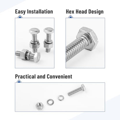 Mr. Pen- Nuts and Bolts Set, 1/4"-20x1, 10 Sets, Stainless Steel - size: 1/4"-20x1