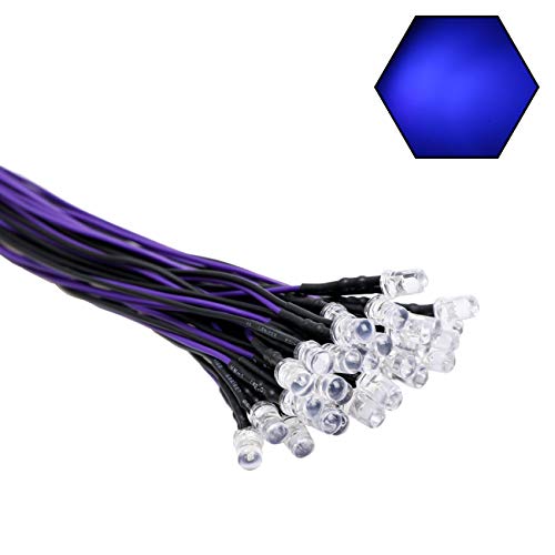 30pcs 12 Volt 5mm UV LED Lights Emitting Diodes Pre Wired 7.9 inch DC 12v Ultravoilet LED Light Clear Lens Small LED Lamps - color: [10] Uv / 30 Pcs, style: 5mm Solid Light