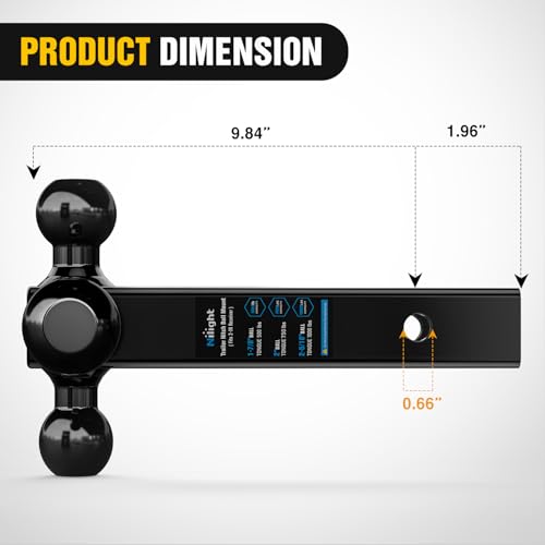 Nilight Tri-Ball Trailer Hitch Mount 1-7/8",2",2-5/16" Fits 2" Receiver - color: 2" hitch 3 ball