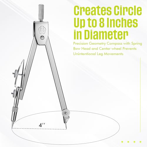 EBOOT Drawing Compass and 6 in Protractor Geometry Set, Yellow - color: Yellow