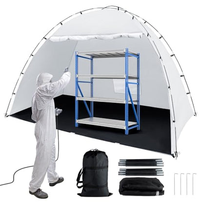 Siebwin 10x6x6.5ft Spray Paint Tent, Mesh Screen & Windproof Hooks, White - color: White, size: 10 ft x 6 ft x 6.5 ft