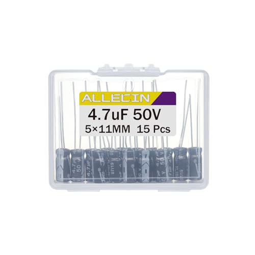 4.7uF 50V 5x11mm Electrolytic Capacitor 4.7 UF MFD 50 Volt 0.2x0.43in Aluminum Capacitors (Pack of 15) - style: 4.7uF 50V 5x11MM