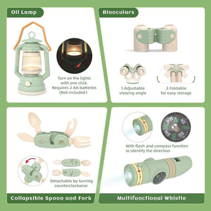 Kids Camping Set,Pretend Play Camping Gear,Ages 3+（26 PCS） - style: Kids Camping Toys Set