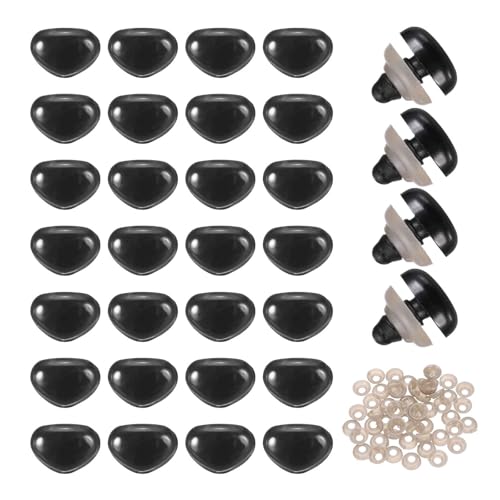 MECCANIXITY 50set 12mm Large Plastic Triangle Safety Noses Black with Washer for Crochet Stuffed Animal Doll Craft Puppet Plush Toy Bear - color: Black, size: 12mm