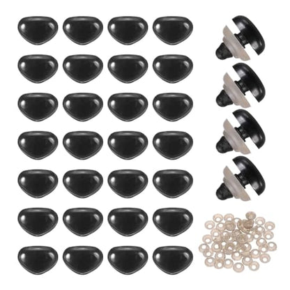 MECCANIXITY 50set 12mm Large Plastic Triangle Safety Noses Black with Washer for Crochet Stuffed Animal Doll Craft Puppet Plush Toy Bear - color: Black, size: 12mm