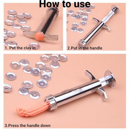 LiebeWH Clay Extruder Tool with 19 Metal Discs for Polymer Clay Ceramics Pottery Sculpting Sugar Paste Cake Decorating