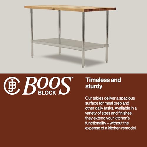 John Boos Maple Wood Top Work Table with Adjustable Lower Shelf, 60 x 30 x 1.5 - size: 60"L x 30"W x 36" H, style: Steel Base