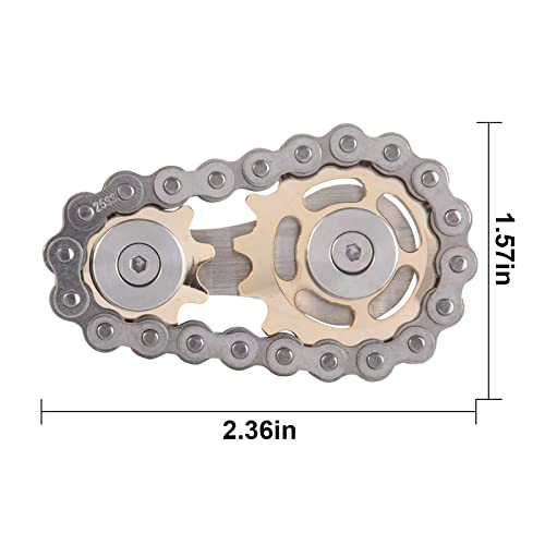 Bike Chain Gear Fidget Spinner Metal Sprocket Chain Fidget Toy, Gold - color: Gold Plating Sprockets