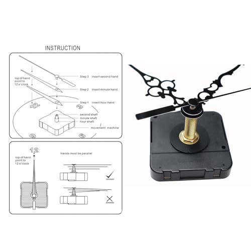 High Torque Quartz Clock Mechanism Replacement Movement Kit(Black) - color: Black