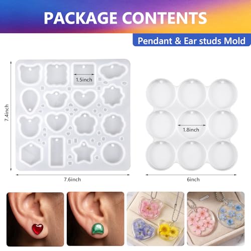 KISREL Epoxy Resin Kit 16OZ with Keychain Earring Molds, Tools for Beginner - size: 16oz Key Chain Kit
