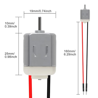 12 Pack 1.5V-6V Type 130 Miniature DC Motors with Male Dupont Jumper Wire for Arduino Hobby Projects DIY