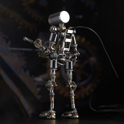 Mostarle Terminator M 3D Metal Puzzle, Arcynix DIY Mechanical Robot Model Kit, Sci-Fi Design LED Light Feature Unique Gift for Adults & Teenager (Blue) - color: Blue
