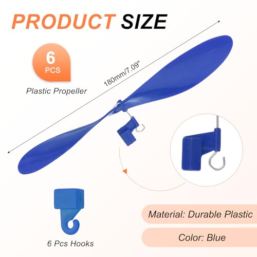 MECCANIXITY Plastic Propeller, Propeller Props Blade Helicopter Kit 7" Fold Resistant with Hooks for STEM Activities Powered Airplanes DIY Science(Blue, Pack of 6) - color: Blue, size: 7"