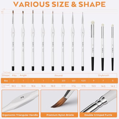 Nicpro Miniature Painting Kit with Wet Palette, Detail Paint Brush Drybrush - color: White