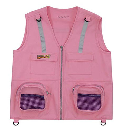 Kids Cargo Vest for Boys and Girls with Reflective Safety Straps - color: Pink, size: Large-X-Large