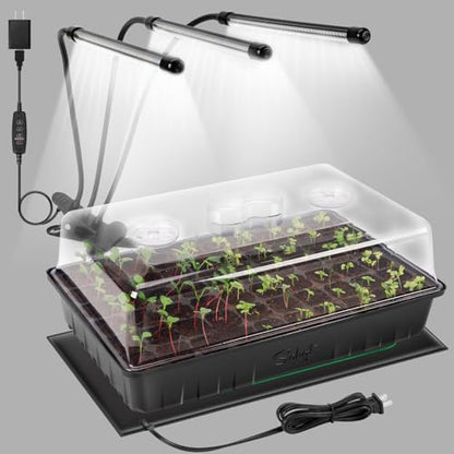 SOLIGT 60 Cell Seed Starter Tray Kit with Grow Light and Heat Mat - size: 1 SET