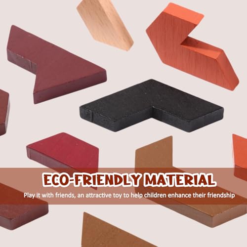 12 Pack Wooden Hexagon Tangram Puzzles Brain Teaser Logic Game