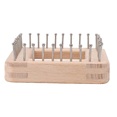 Square Wooden Knitting Loom with Multiple Hooks, Mini Crochet Board for Weaving Scarves, Hats, Socks and Hairband - DIY Beginner Knitting Tool - size: Small