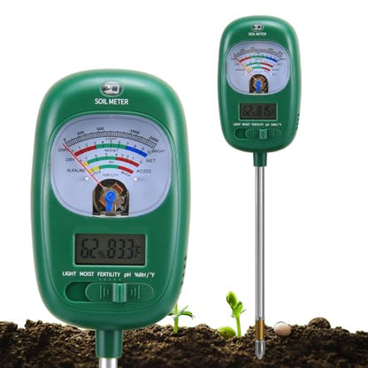 7-in-one Soil Test Kit, Soil Moisture Meter/PH Meter/Sunlight Intensity/Fertility Soil Tester, LCD Display Air & Soil Hygrometer Temperature for Hous Plants Garden, Farm, Lawn Care Moisture Meter - color: Jade