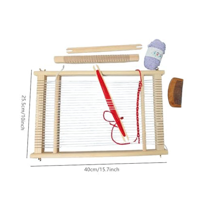 Wooden Craft Weaving Loom Kit, DIY Hand-Knitting Weaving Machine Tapestry Looms with Stick Bar, Large Weaving Frame to Handcraft Art for Beginners Experts, 10 by 15.7 Inch