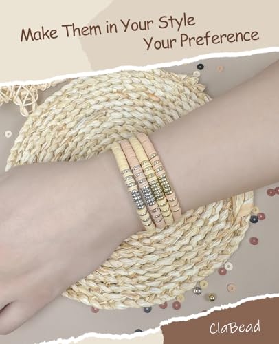 ClaBead Bracelet Making Kit 3200Pcs, Clay Beads Bracelet Kit with Gold Beads and Sliver Beads (Earth Tone) - color: Earth Tone