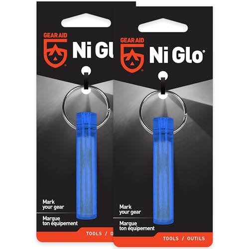 GEAR AID Ni Glo 2” UV Rechargeable Glowing Keychain – Multi-Purpose Glow-in-the-Dark Accessory for Camping - color: Blue, size: 2 Pack