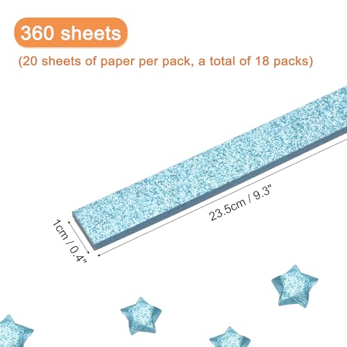 MECCANIXITY 360 Sheets Origami Paper Glitter Stars Papers Light Blue Fold Paper for Beginner Arts Crafts Projects,0.4 x 9.3 Inch - color: Light Blue, size: 0.4 x 9.3 Inch