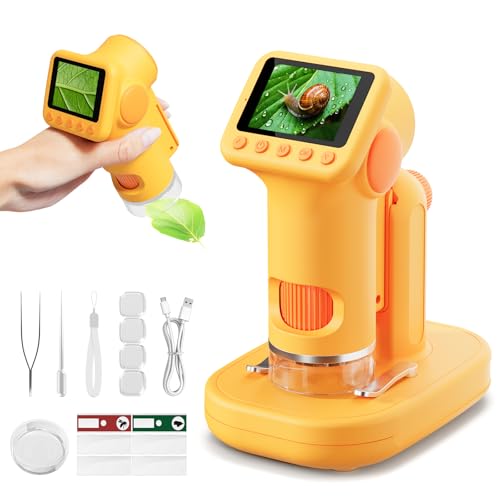 1600X Microscope for Kids, 2.0" Screen Toddler Toy, Yelllow - color: Yelllow