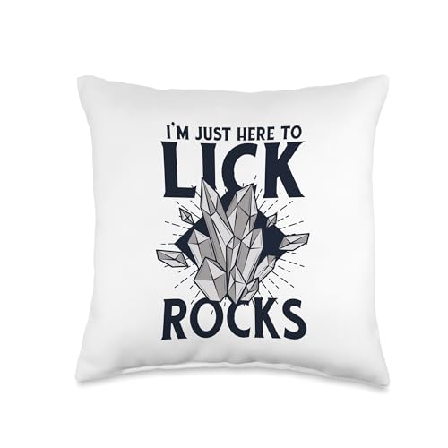 Best Rocks And Minerals Kit Guide Collection Gifts Just Here to Lick Rocks Geologist Mineral Collector Throw Pillow, 16x16, Multicolor - size: 16x16