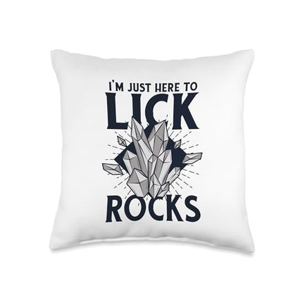 Best Rocks And Minerals Kit Guide Collection Gifts Just Here to Lick Rocks Geologist Mineral Collector Throw Pillow, 16x16, Multicolor - size: 16x16