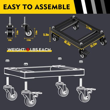 IMAYCC Car Dolly Set of 4, 6000LB Wheel Dolly, Heavy Duty Vehicle Mover, Parallel Tube Design for Moving Cars, Trucks, Trailers, SUVs, Motorcycles and Boats - size: A-4 Pack