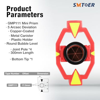 Survey Mini Prism with 4 Poles - GMP111-17.5 Total Station Prism - size: 17.5mm