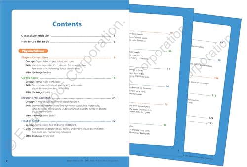 Evan-Moor Smart Start STEM Workbook, Grade PreK, Science, Technology, Engineering, Math, Hands On Activities, Problem Solving, Critical Thinking, Fine Motor Skills, Sequencing, Animals, Homeschool