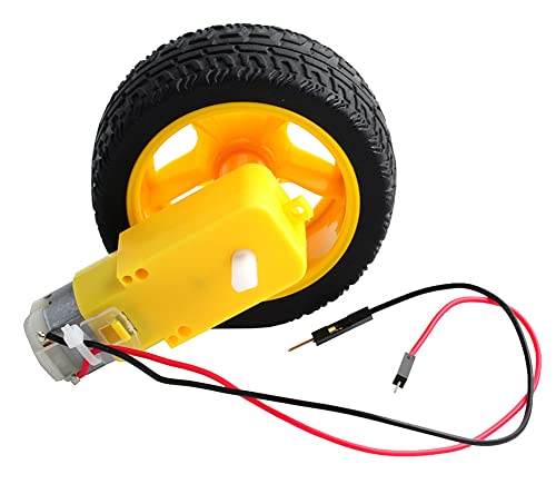 TT Motor with Leads DC 3-6V Gearbox Motor 1:48 200RPM Tire Wheel for Arduino Smart Car 2Pin Male Connector Wire (4, 4motor+4wheel) - size: 4motor+4wheel
