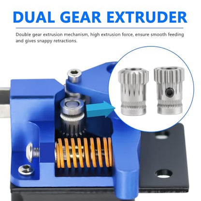 Haldis 3D Dual Gear Extruder, Upgraded Aluminum Alloy Block Bowden Extruder 1.75mm Filament for Creality Ender 3 Cr10 Cr-10 Pro Cr-10s Tornado