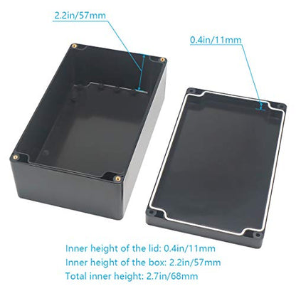 Junction Box, Zulkit Project Box IP65 Waterproof Outdoor Box ABS Plastic Electrical Boxes Electronic Enclosure Black 7.9 x 4.7 x 2.95 inch (200 x 120 x 75mm) - size: 7.9" x 4.7" x 2.95"(Pack of 1)