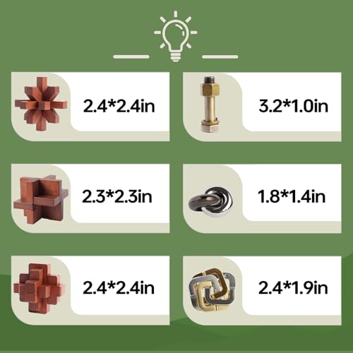 12pcs Puzzles Toys Wooden Metal Brain Teaser Puzzles Game for Adults Kids - style: Style A
