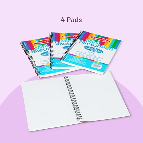 Melissa & Doug Mini-Sketch Spiral-Bound Pad (6 x 9 inches) - 4-Pack Sketch Book for Kids, Kids Drawing Paper, Drawing and Coloring Pads
