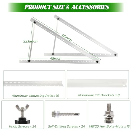 45inch Solar Panel Mounting Brackets, 4 Sets Solar Panel Mounting Kit - size: 45in-4 set