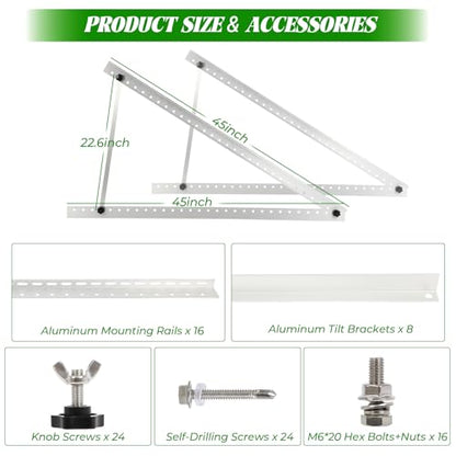 45inch Solar Panel Mounting Brackets, 4 Sets Solar Panel Mounting Kit - size: 45in-4 set
