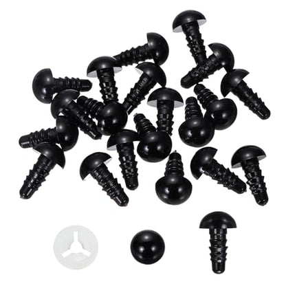 PATIKIL 10mm Safety Eyes, 20 Pcs Plastic Craft Eyes with Protective Film with Washers for Stuffed Animals Crochet Toys Dolls DIY Craft Making, Black - size: 10mm