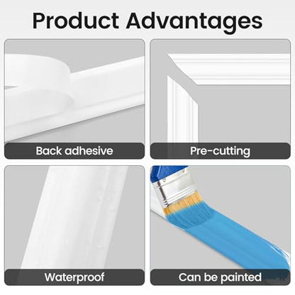 3 Sets Peel and Stick Wall Molding Kit, 16x24 Inch Premade Wainscoting Frames - color: 16''x24''-3pack