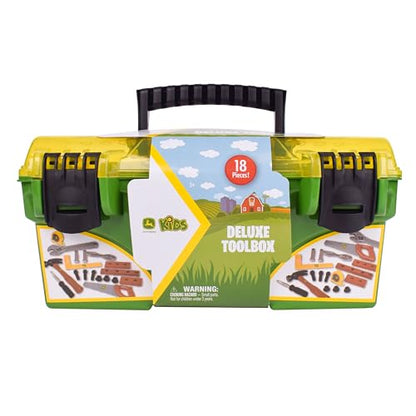 John Deere 18 Piece Deluxe Tool Box - Construction Playset - Ages 3+