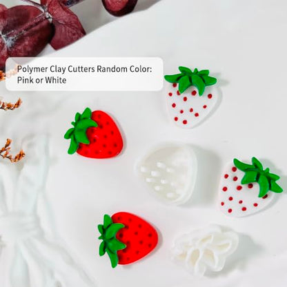 Xaekicr 2 Pcs Strawberry Polymer Clay Cutters Set – Cute Heart Clay Cutters & Texture Molds for Earrings Making, Clay Tools for DIY Polymer Clay Jewelry - color: G color